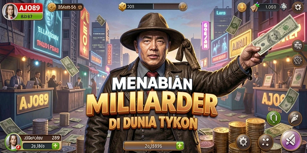 Tampilan gameplay seru dari AJO89 dengan elemen Tycoon.