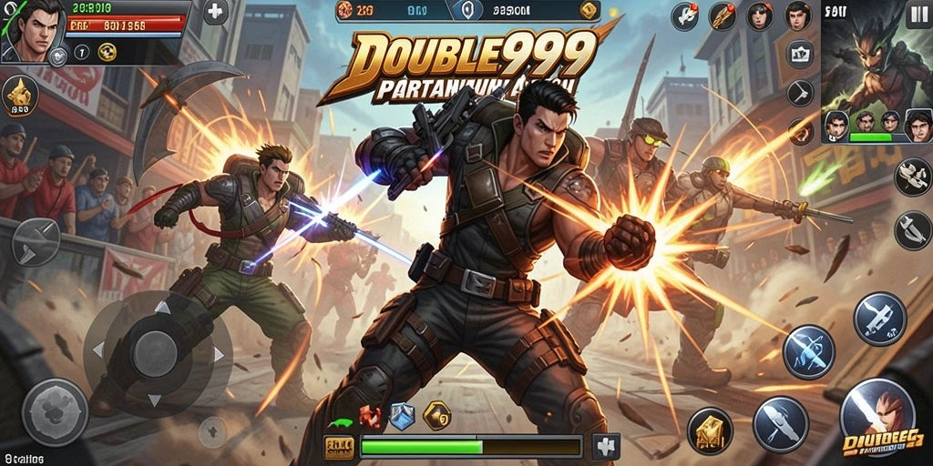 Tangkapan layar menunjukkan aksi seru dari gameplay DOUBLE999.