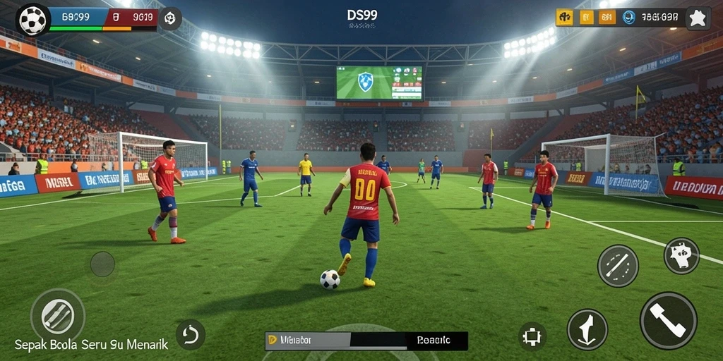Tampilan gameplay menegangkan di lapangan sepak bola.