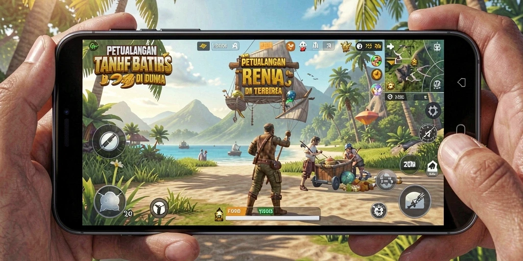 Tangkapan layar gameplay F200M yang menampilkan dunia terbuka yang luas.