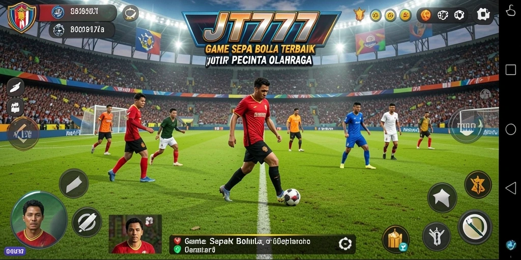 Tampilan seru dari gameplay sepak bola di JT777 yang penuh aksi.