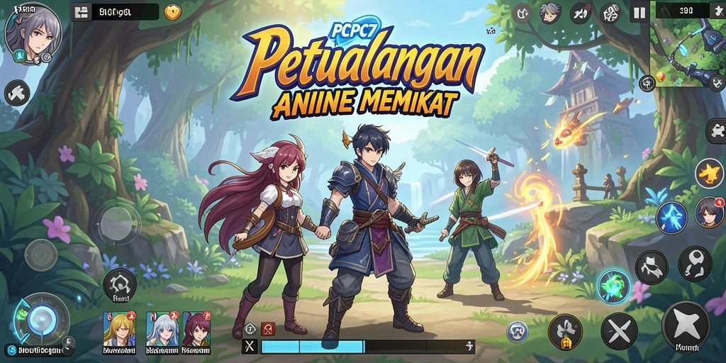 Screenshot utama PCPC7 menampilkan karakter anime dalam aksi pertempuran.