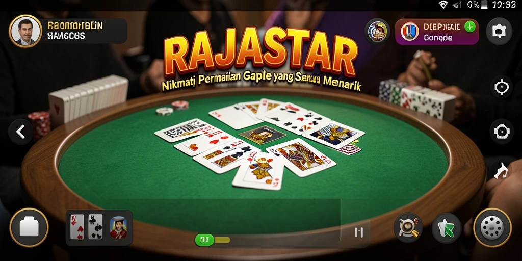 Tampilan gameplay RAJASTAR yang menarik dengan tema Gaple.