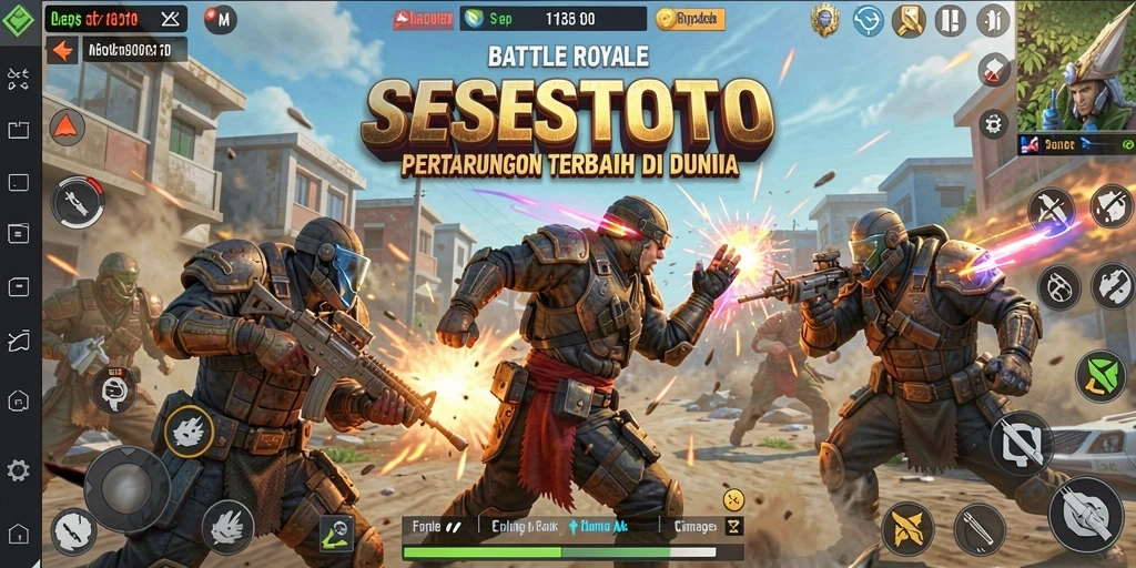 Tangkapan layar SESETOTO menampilkan aksi Battle Royale yang mendebarkan.