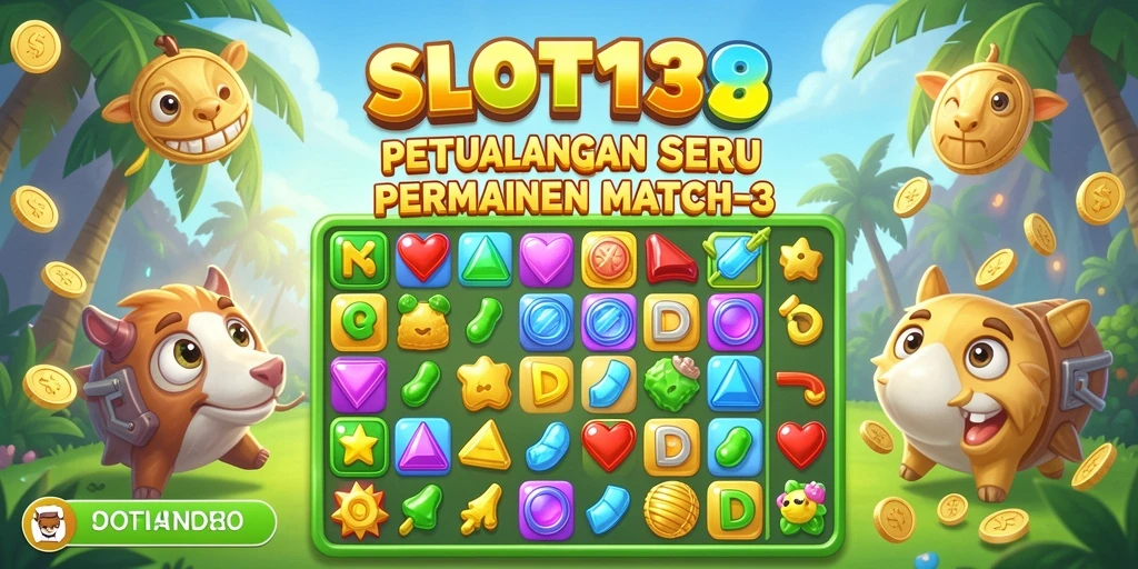 Screenshot utama SLOT138 menampilkan gameplay seru dan warna-warni dalam Match-3.