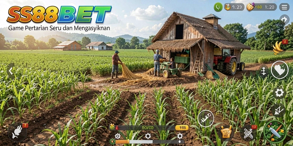 Screenshot gameplay SS88BET yang menunjukkan aktivitas pertanian yang menawan.