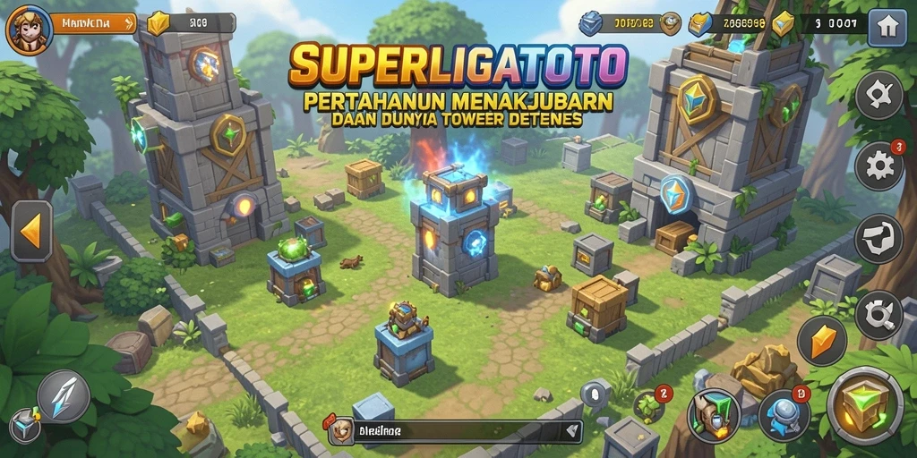 Tangkapan layar gameplay menampilkan pertempuran Tower Defense yang mendebarkan.